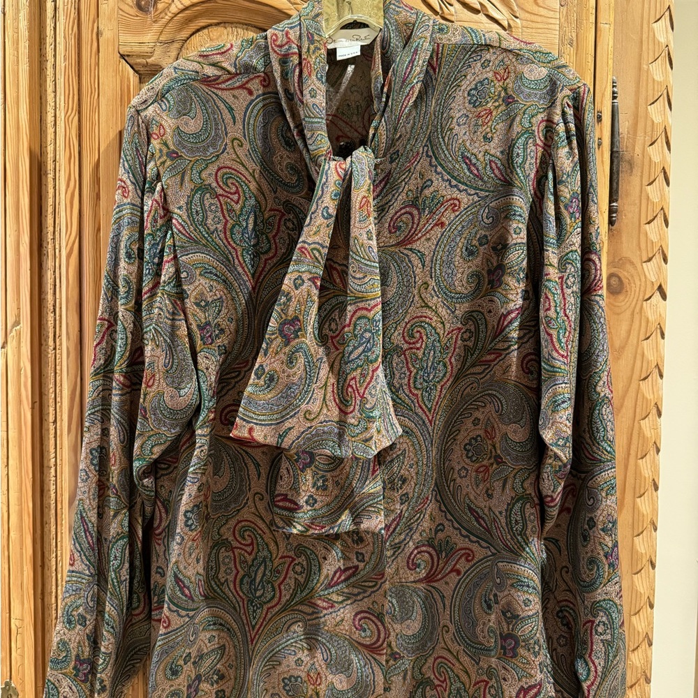 Oscar de la Renta vintage paisley silk blouse, size 8